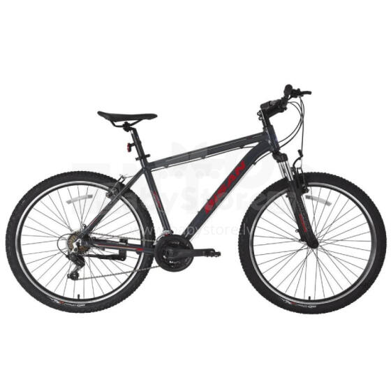 Kalnu velosipēds Bisan ATLAS V Grey/Red (Rata izmērs: 27,5 Rāmja izmērs: 19)