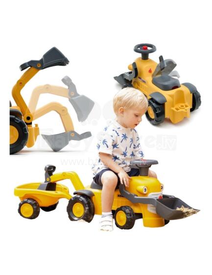 FALK Ride-On Komatsu traktor ekskavaatorikopa ja haagisega vanusele 1-3