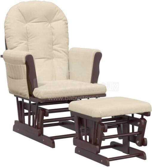 Bebe Basic Rocking Chair with Stool Art.290059 Cream/Brown Kiiktool söötmiseks