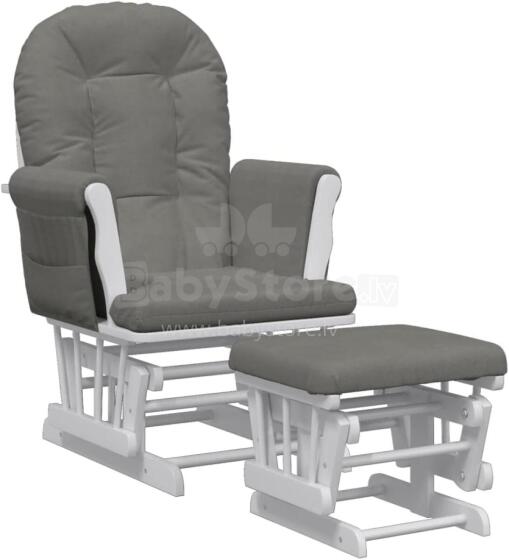 Bebe Basic Rocking Chair with Stool Art.290059 Grey Kiiktool söötmiseks