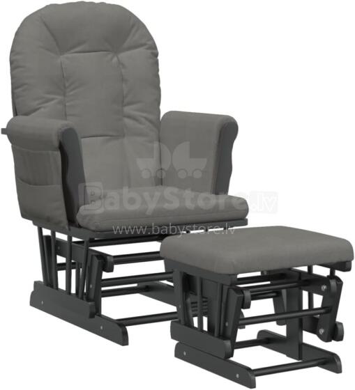 Bebe Basic Rocking Chair with Stool Art.290060 Darkgrey Kiiktool söötmiseks