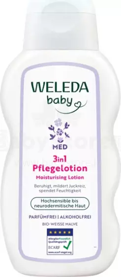 Weleda Baby Derma Body Lotion Art.9039 Niisutav kehakreem 3-ühes valge vahukommi ekstraktiga 200ml.
