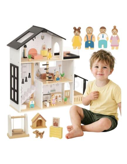 TOOKY TOY Puidust Nukkemaja 25 Tükki