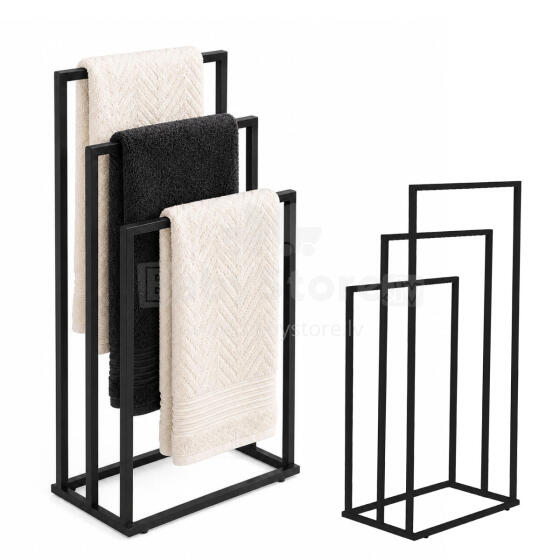Iseseisev metallist rätikuhoidja 3 käega, must, ModernHome