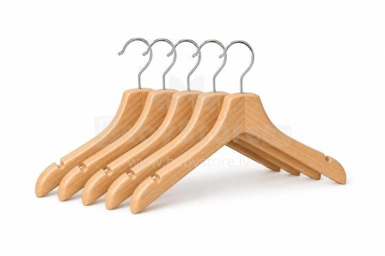 Bebe Basic Cloth Hanger Art.291994 Одежные вешалки (натуральное дерево, 5 шт.)