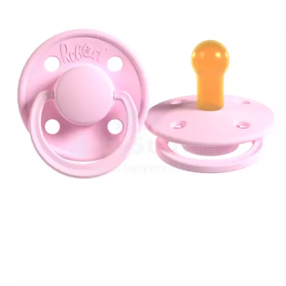 Rebael Natural Rubber Round Latex Art.292020 Sweet Pink  mannekeen (lutt), mis on valmistatud 100% looduslikust kummist vanuses 0-6 kuud. (1 tk.)