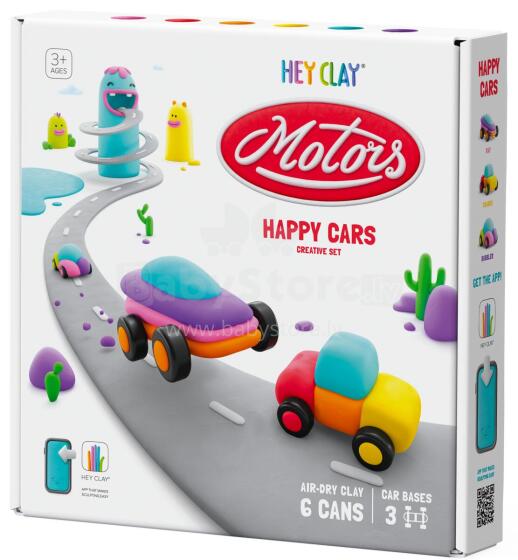HEY CLAY Modeling Clay Happy Cars with Wheels