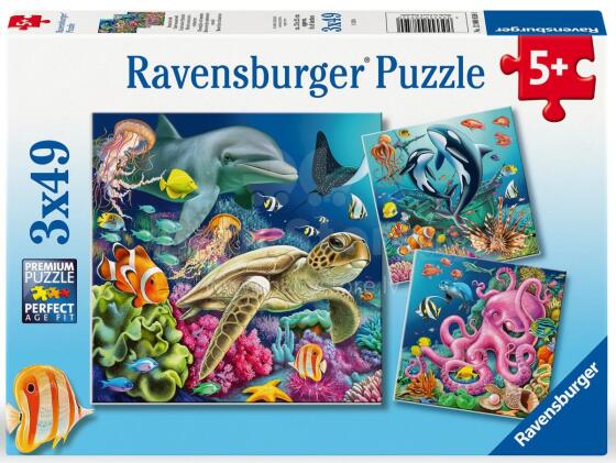 Ravensburger pusle 3x49 tk Mereloomad