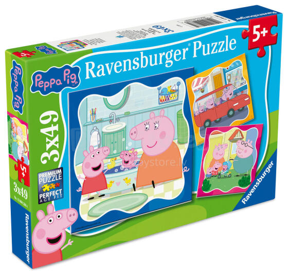 Ravensburger pusle 3x49 tükki: Peppa Pigg koos perega