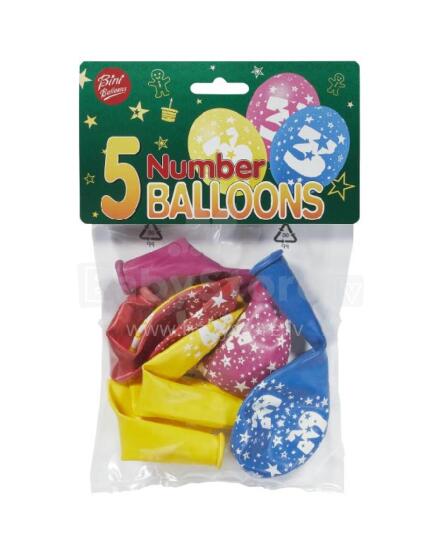 Bini Number 3 Balloons, 5 Pieces