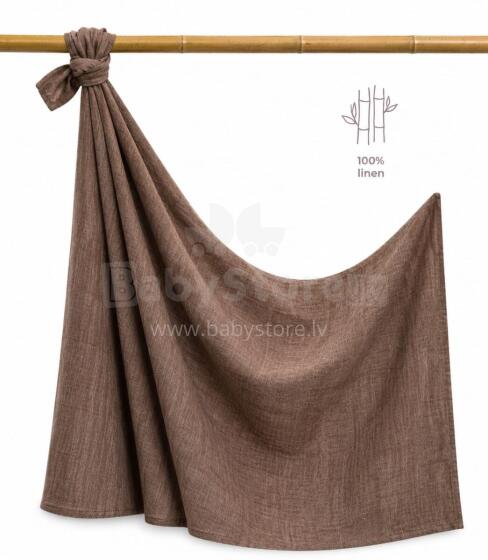 La Bebe™ Eco Natural Linen Swaddle Art.294581 Brown Kvaliteetne naturaalsest linasest mähkimistekk (150x100 cm)