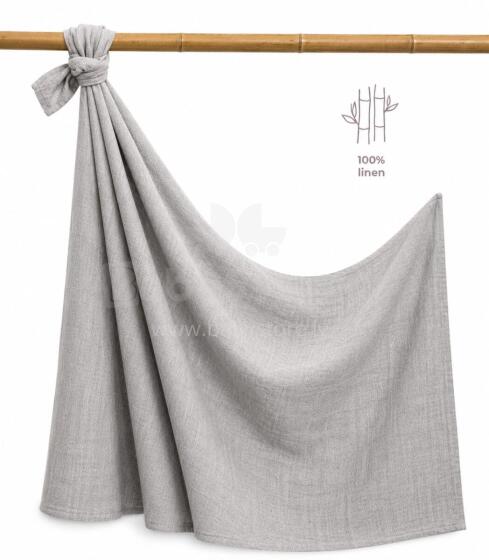 La Bebe™ Eco Natural Linen Swaddle Art.294585 Light Grey Kvaliteetne naturaalsest linasest mähkimistekk (150x100 cm)