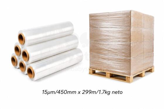 Bebe Basic Stretch 15µm/450mm x 299m Art.294758 Läbipaistev kaubaaluste kile 2,99x45