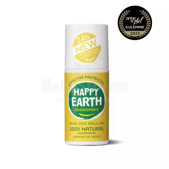 Happy Earth Roll-On Art.296507  Роликовый дезодорант  со 100% натуральным составом с чарующим ароматом жасмина и древесины хо, 75 мл