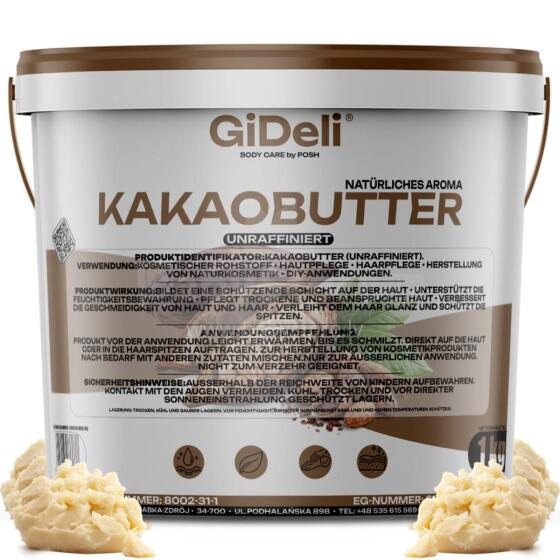 GiDeli Cocoa Butter  Art.297217 Cocoa fat, deeply moisturizing and restorative, 1 kg