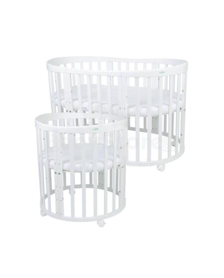Waldin Oval Baby Collection Bed Crib  7 in 1 Art.297541 White Multifunktsionaalne puidust 7-ühes transformeeriv võrevoodi