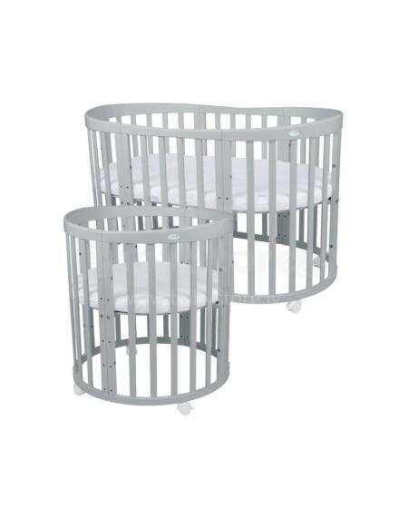 Waldin Oval Baby Collection Bed Crib  7 in 1 Art.297543 Grey Multifunktsionaalne puidust 7-ühes transformeeriv võrevoodi