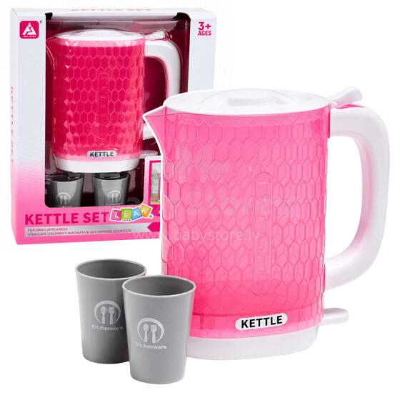 Children's Kettle with Cups Set Cooking Sounds Lights Pink