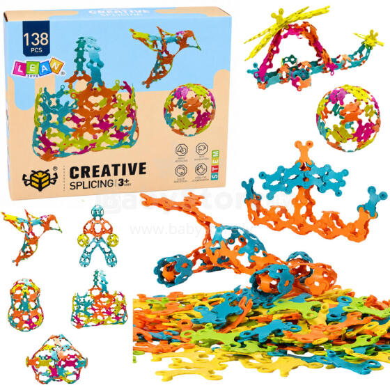 Creative Construction Blocks Interconnected Flexible Colorful 138 pcs.