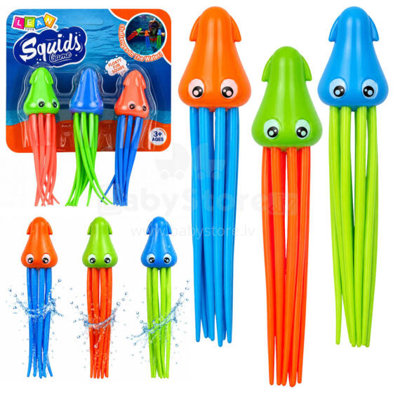 Squid Jellyfish Diving Toys For Children's Pool Bath 3pcs.