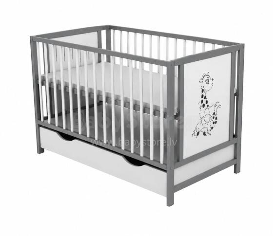 Elf Bed Bloom Drawer Art.298073 White/Grey Puidust beebivoodi hoiuruumiga (120x60 cm)