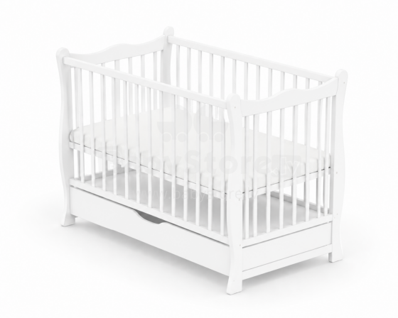 Elf Bed Juniper Drawer Art.298077 White Puidust beebivoodi hoiuruumiga (120x60 cm)