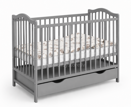 Elf Bed Pebble Drawer Art.298093 Grey Puidust beebivoodi hoiuruumiga (120x60 cm)