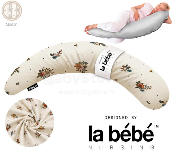 La Bebe™ Moon Satin Art.33558 Grey Additional Cotton Satin Cover for U-Shaped Pregnancy Pillow 36x185 cm