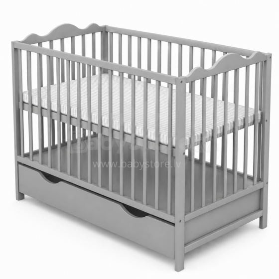 Elf Bed Petal Drawer Art.298138 Grey  Puidust beebivoodi hoiuruumiga (120x60 cm)