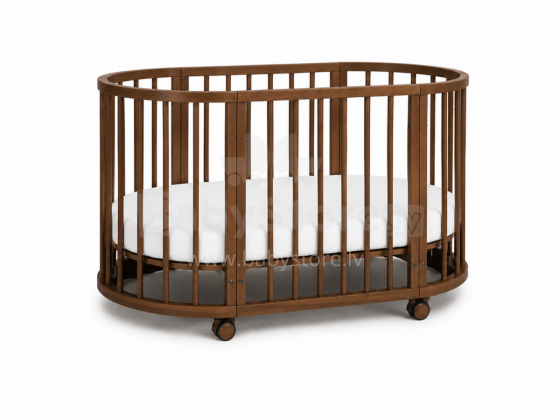 Elf Bed Crib Ovi  3 in 1 Art.298150 Nut  Multifunktsionaalne puidust 3-ühes transformeeriv võrevoodi