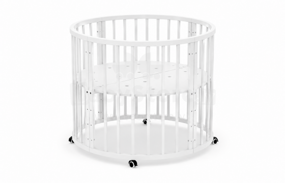 Elf Bed Crib Roundy  Art.298157 White Stiilne ümmargune puidust võrevoodi