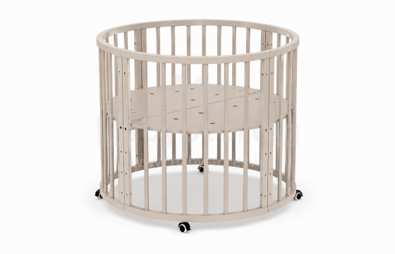 Elf Bed Crib Roundy  Art.298160 Cashmere Stiilne ümmargune puidust võrevoodi