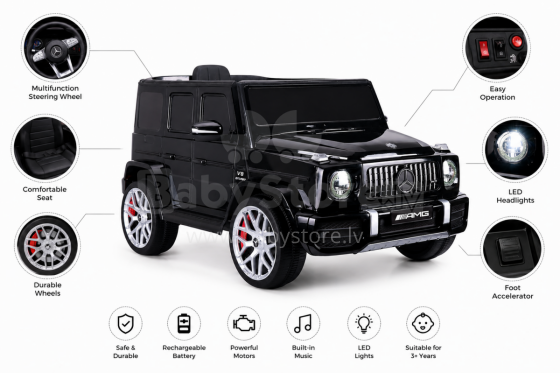 Lean Toys Mercedes G63 Art.S306-1 Black Battery-powered ride-on car for children with an additional remote control