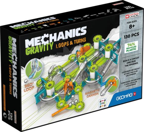 Magnetic constructor - Mechanics Gravity - Loops & Turns (130 pcs.)