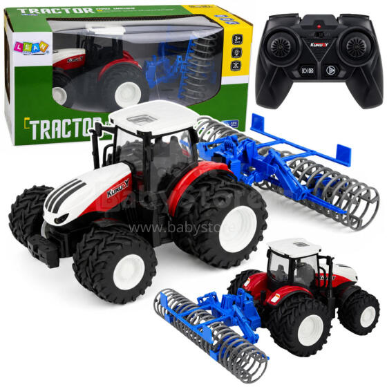 Kaugjuhtimisega traktor rulliga RC tuled punane 1:24