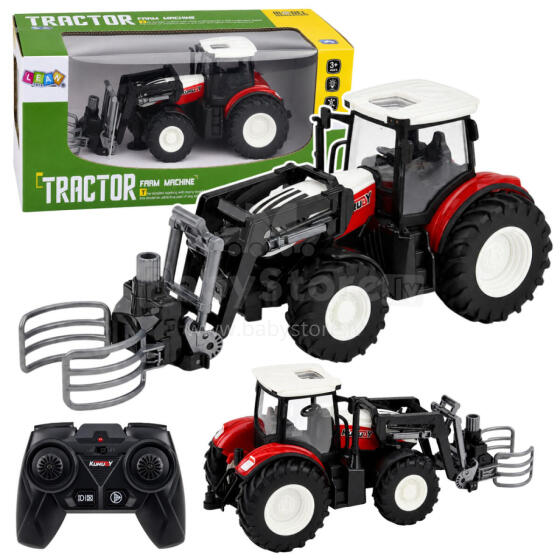 RC Red Remote Controlled Agricultural Tractor with Bale Gripper 1:24