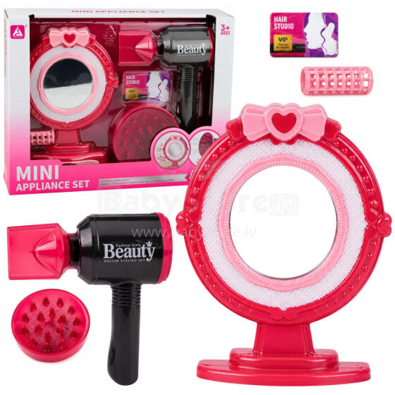 Hair Styling Set Hairdryer Mirror Lights Sounds Accessories