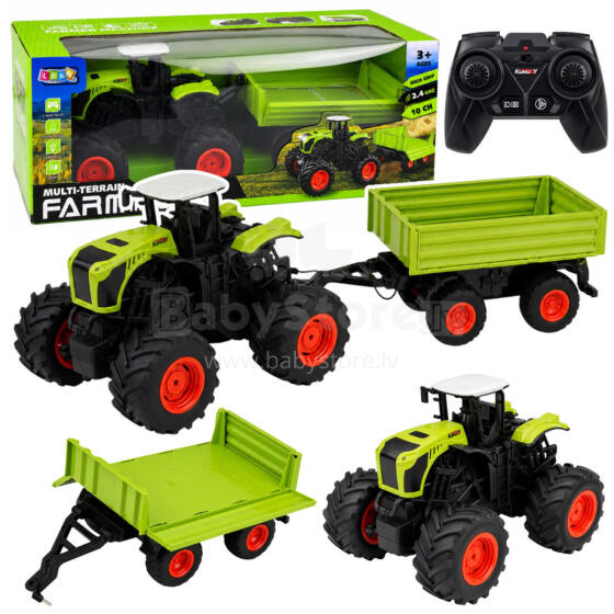 High Agricultural Tractor with Tipper Trailer, Remote Controlled, RC 1:16