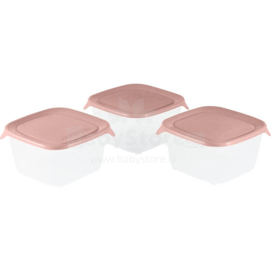 Food container set 3 pcs. square 3x1.2L Fresh&amp;amp;Go pink