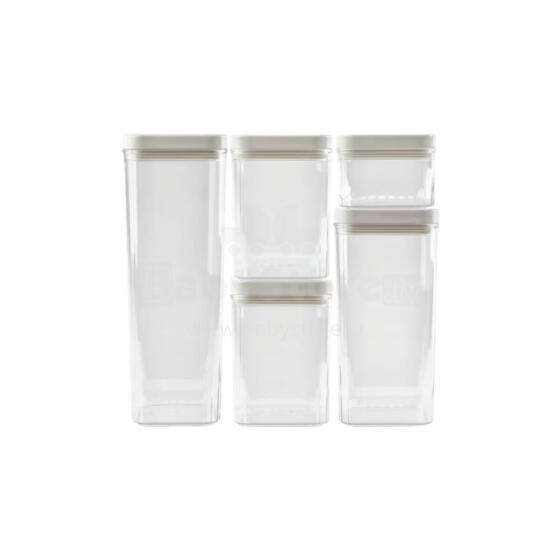 Dry food storage container set 0.5L+2x1.2L+1.8L+2.4L Kara transparent/white