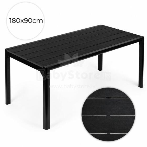 Suur 8-kohaline aiatabel 180x90 cm terrassile aeda must MultiGarden