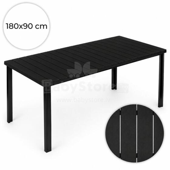 Suur 8-kohaline aiatabel 180x90 cm terrassile aeda must MultiGarden