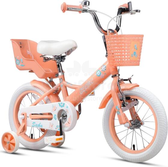 Glerc Kids Bike Wheels Collas 14'  Art.72708 Peach Children's two-wheeled bicycle with additional wheels