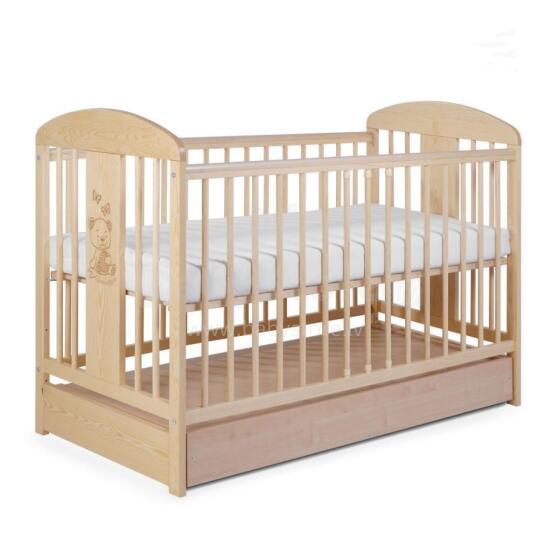 La Bebe™ Kids Wood Cot Sosna Tomi 20 Art.73991 Natural  laste puidust võrevoodi sahtliga 120x60 cm
