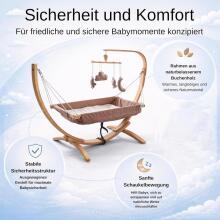 Hammock with Wooden Frame Art.101082 Beige  Laste võrkkiik puitraamiga - ergonoomiline ripplamamistool 66 x 150 cm lastele vanuses 3-5 aastat