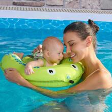 Heccei SelfAir™ Art.111461 Lime Gecko Mambobaby Autom Baby Swimmer Inflatable Baby Swimming Aid Compact Foldable Design Swimming Ring Perfect Swimming Trainer for Children from 3 to 24 Months