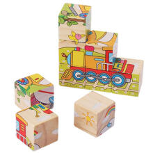 Ikonka Art.KX7878_2 Hariduslike puidust puzzle plokid Sõidukid 9el.