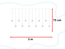 Ikonka Art.KX5245_1 LED curtain lights hanging balls 3m 108LED multicolour