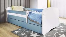 Babydreams blue bed without a pattern with a drawer, mattress 180/80