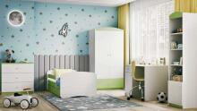 Babydreams bed, green, without a pattern, without a drawer, latex mattress 160/80